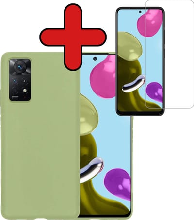 Hoesje - Met Screenprotector - Geschikt voor Xiaomi Redmi Note 11s - Sterk & Shockproof - Telefoon Hoes - Back Cover - Siliconen Case - Telefoonhoes - Groen