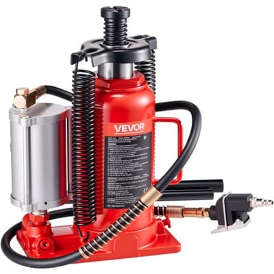 VEVOR 20t luchthydraulische fleskrik met hefbereik van 260-495 mm, pneumatische/handmatige fleskrik met pomp voor auto, pick-up, truck, camper, SUV, autoreparatie, rood