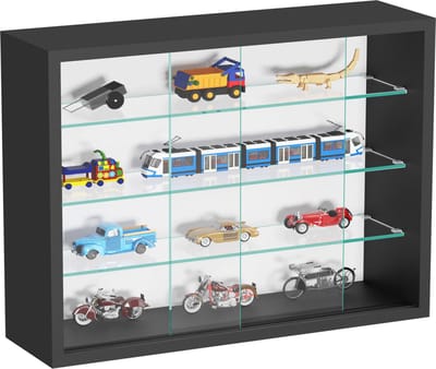 Vitrinekastje staande hangende wandvitrine - schuifdeuren - 50 x 40 x 13 cm