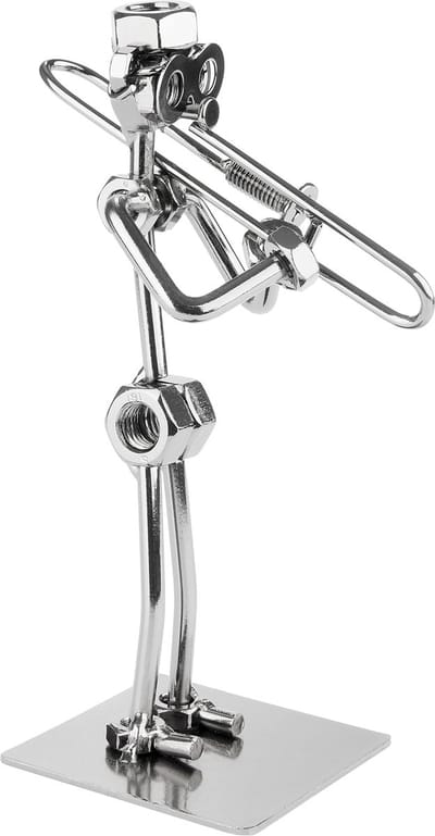 BRUBAKER Schroevenbeeldje Muzikant aan de Trombone - Handgemaakte Ijzeren Figuur Metal Man Trombonespeler - Metalen Figuur Blaasmuzikant Decoratie Cadeau voor Trombonisten