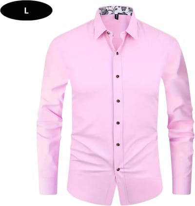 Bovista Overhemd Heren - Volwassenen - Lange Mouwen - Strijkvrij - Lange Mouw - Roze - Maat L