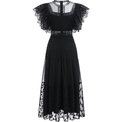 Vroege lente woon-werkverkeer temperament ronde hals vlindermouwen lange jurk taille slank polkadot rok S