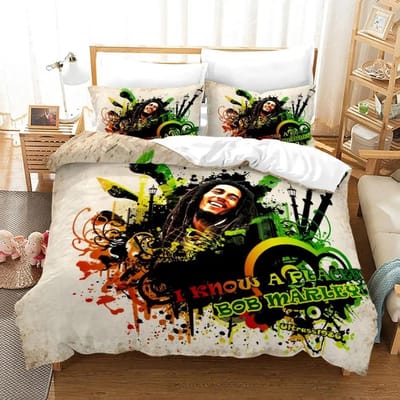 Bob Marley Dekbedovertreksets Muzieklegendes Jamaica Zanger Comfortabele Spreien Queen King Size Beddengoedsets Slaapkamerdecoratie 70x133cm 2pcs