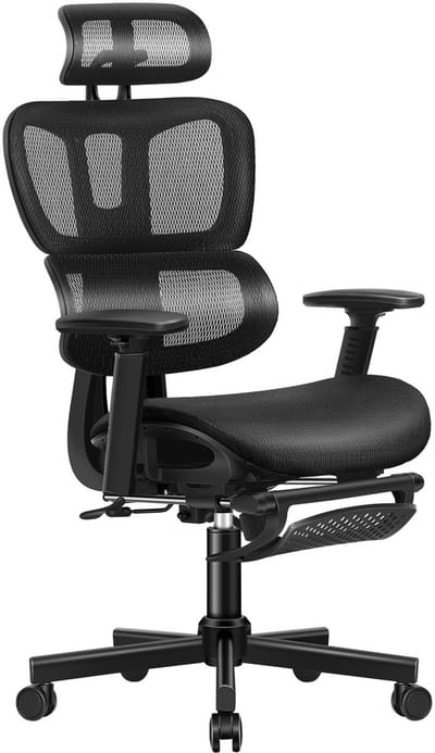 ALFORDSON Ergonomische bureaustoel met gaaslening, 3D-armleuningen en kantelbare functie.