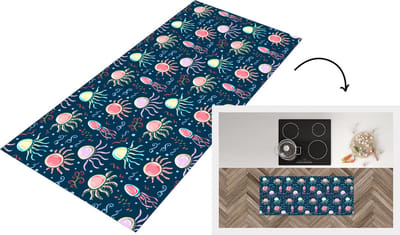 Keukenloper - Loper keuken - Design - Dieren - Kwallen - 120x50 cm - Keukenloper vinyl