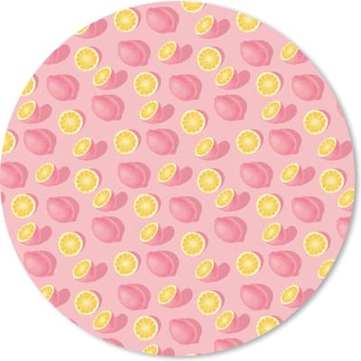 Muismat rond 20x20 cm - Mousepad Zomer - Citroen - Roze - Ronde muismatten