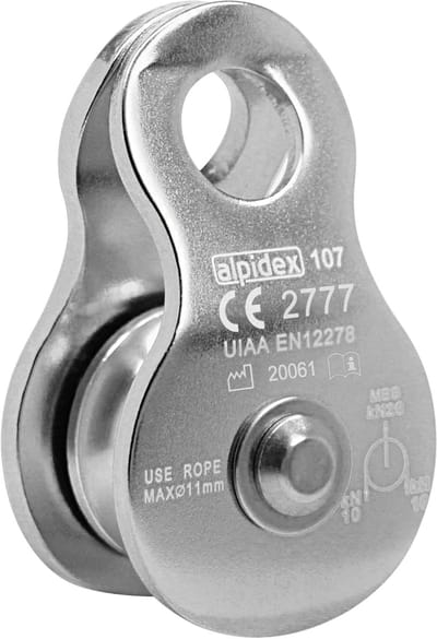 Mobiele Touwkatrol - Lichtgewicht Pulley - Klimmen Redding Takels - Draaibare Zijsecties - Tot 11 mm Touw - Zilver