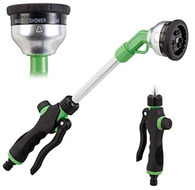 Telescopische sproeier met 9 standen, 1/2 inch aansluiting, ergonomische handgreep, groen-zwart