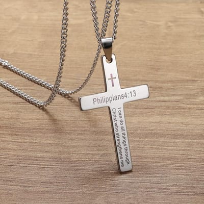Nouveau Collier Pendentif Croix Minimaliste en Acier Inoxydable pour Bijoux Homme Collier Pendentif
