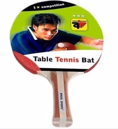 Angel Sports Tafeltennis batje - 2x - 3 sterren - hout/kunststof - bat voor tafeltennis