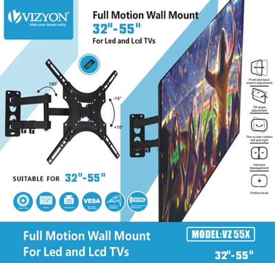 Vizyon VZ 55X - 32-55 Inch - Universele Tv Muurbeugel - Wand Ophang Beugel Steun - Televisie Ophangsysteem Muur Ophangbeugel - Wall Mount Houder - Televisiebeugel Wandsteun Ophangsysteem - Voor Schermen Van 32 - 43 - 50 - 55 inch - Licht Kantelbaar