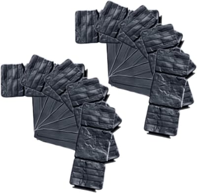 Kunststeen Tuinborder - Decoratieve Randafwerking - Tuin Onderhoud - Flexibele Modulaire Opstelling - 10 Stuks - Zwart
