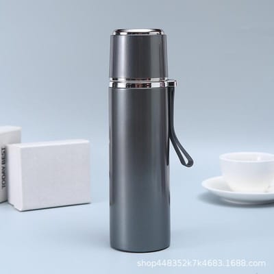Nieuwe vacuüm thermosbeker 304 voering touw vasthouden buiten mannen en vrouwen parade mode moderne eenvoudige kogel waterbeker 460ml grijs