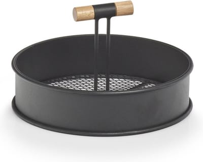 Zeller dienblad rond - metaal/hout - zwart - 20 x 11,5 cm - Keukenbenodigdheden - Dranken serveren