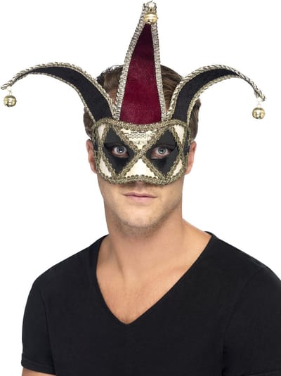 Venetiaans masker met belletjes - Oogmasker joker met muzieknoten