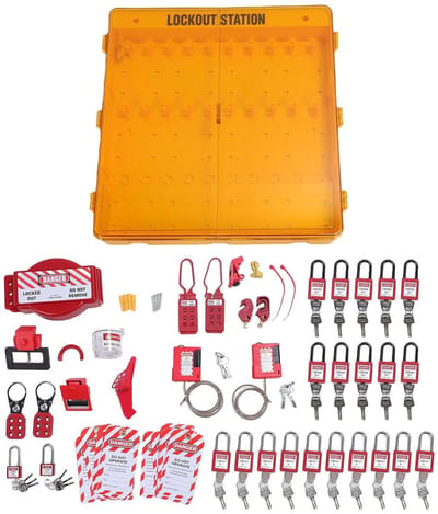Lockout Tagout Station - Veiligheidskast Loto - Werkplaats Organisatie - Opvallend Geel Ontwerp - 65 x 60 cm - Geel