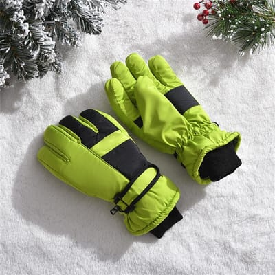Winterstijl Buiten Ski Handschoen Voor Unisex Pluche Verdikking Warm Waterdicht Winddicht Rijden Houd De Kou Buiten Katoenen Handschoenen groen