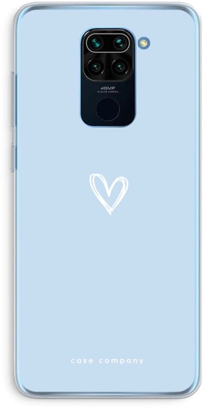 Case Company® - Hoesje geschikt voor Xiaomi Redmi Note 9 hoesje - Klein Hart Blauw - Soft Cover Telefoonhoesje - Bescherming aan alle Kanten en Schermrand