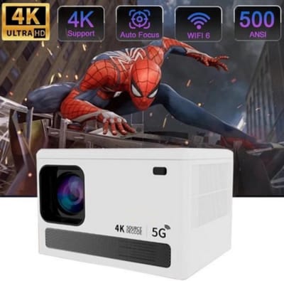 4K Hd Projector Dual Band Wifi 500 Bluetooth Projector Wifi 6.0 Smartphone Scherpe Krachtige Scherm Projector Auto Focus Thuis Bioscoop Projector