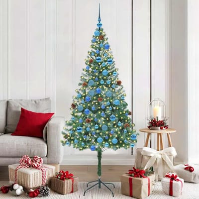 vidaXL - Kunstkerstboom - met - 300 - LED - Groen - 180 - cm - PVC - en - Staal