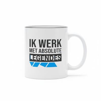 Motiverende Werk Tekst Mok 330 ml – “Ik Werk Met Absolute Legendes” – Keramische Koffie- en Theemok voor Collega’s & Teams