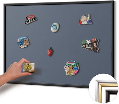 Wallfluent - Grijs Magneetbord Met Effen Achtergrond - 100 cm x 70 cm - Magneetbord met Zwarte Frame - Koele grijze kleur - Magnetisch Bord Decoratief - Magneetbord Voor Thuiskantoor - Magneetbord Multifunctioneel