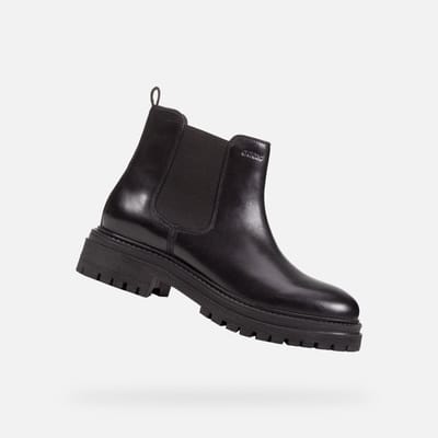 Geox D Iridea B Leren Dames Zwarte Boots