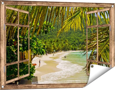 Gards Tuinposter Doorkijk Laguna - 90x60 cm - Tuindoek - Tuindecoratie - Wanddecoratie buiten - Tuinschilderij