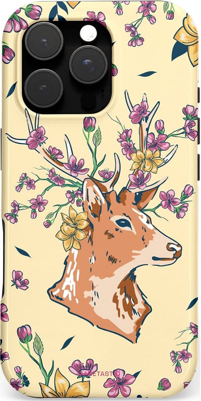 Casetastic hoesje geschikt voor Apple iPhone 16 Pro - MagSafe - Dubbellaagse bescherming - Woudwonder - Fashion Case - Crème Saliegroen