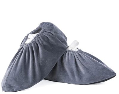 Wasbare schoenovertrekken, herbruikbaar, antislip en slijtvast, geschikt voor diverse binnenvloeren, one size fits all, zilvergrijs.