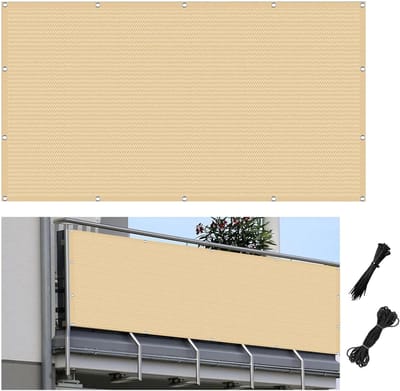 Balkon Privacy Scherm - Balkonbekleding Inkijkbescherming - Buiten Privacy - UV-Bestendig Ademend - 150x600cm - Zand geel