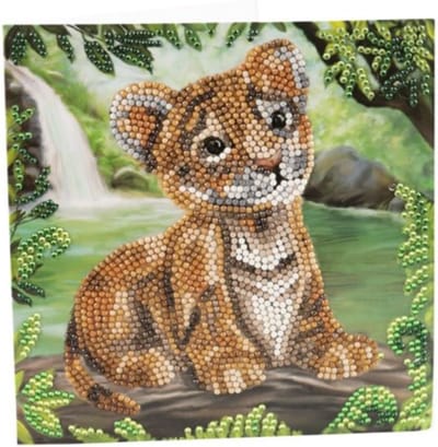Crystal Card Kit | Diamond painting tiger cub | Martha Bowyer