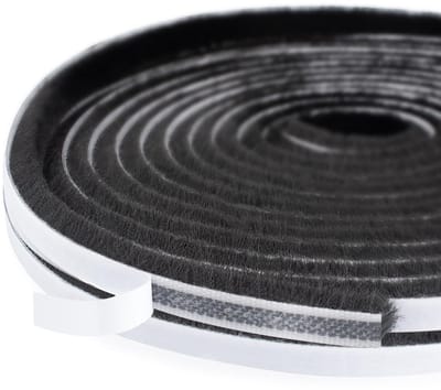 deurafdichting, borstelafdichting, 9 mm (B) x 15 mm (H) x 5 m (L) - Bescherming tegen insecten - Afdichtingsborstel voor deur, raam, kast, tochtstopper, zwart