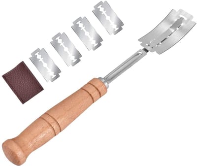 Dailygoods- Bakkersmes Roestvrij Staal - Broodsnijder - Vleesmes - Messenset - Beukenhout Handvat - 7.3 inch Lengte - Broodmes