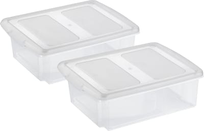 Sunware opslagboxen set - 2x stuks -17 liter - transparant - 45 x 36 x 14 cm - afsluitbare deksel