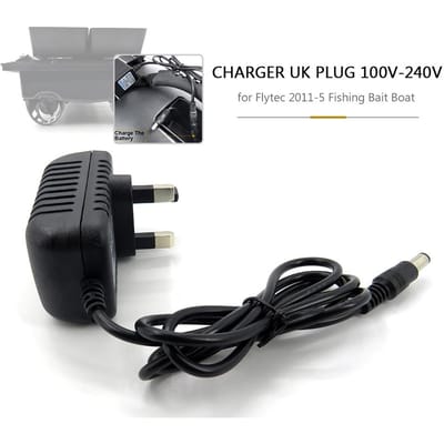 Oplader UK Plug 100 V-240 V voor Flytec 2011-5 1,5 kg Laden Afstandsbediening Visaas Boot EU zwart