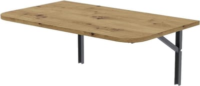 Opklapbare Wandtafel - Inklapbaar Bureau - Ruimte Besparen - Afgeronde Hoeken - 50cm x 50cm - Ambachtelijke eik