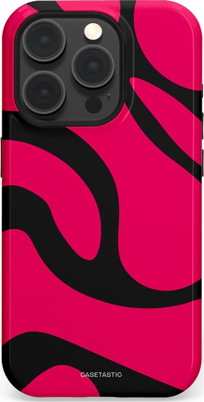 Casetastic hoesje geschikt voor Apple iPhone 15 Pro - MagSafe - Dubbellaagse bescherming - Zwart Roze Mamba Golven - Fashion Case - Roze Zwart