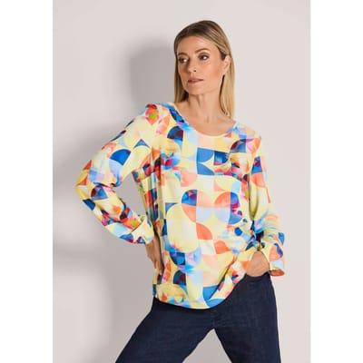 Blouse - geel / blauw / gedess. - Gr. 20 van Goldner Fashion