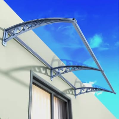 Voordeurluifel Raamluifel - Buitenzonwering Overkapping - Bescherming Tegen Weer - Gebogen Transparant Paneel - 60x190cm - Zilvergrijs