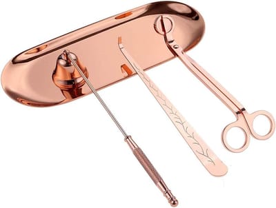Candle Accessory Set - 4pcs Candle Care Tools - Inclusief Candle Wick Trimmer - Wick Dipper - Wick Snuffer - Opbergtray voor Kaarsenliefhebbers