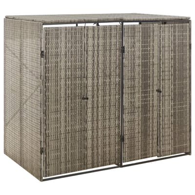 vidaXL - Containerberging - dubbel - 140x80x117 - cm - poly - rattan - grijs