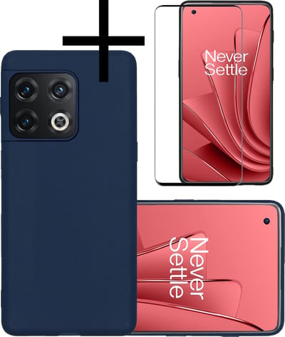 Hoesje - Met Screenprotector - Geschikt voor OnePlus 10 Pro - Sterk & Shockproof - Back Cover - Siliconen Case - Telefoon Hoes - Donkerblauw
