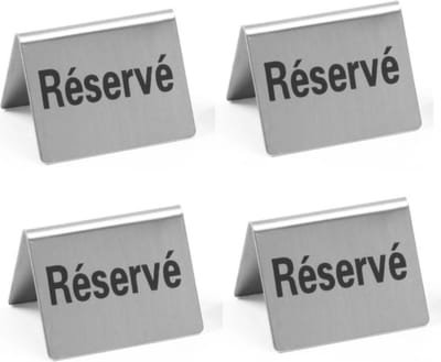 HENDI Tafelstandaard gereserveerd – set van 4 – roestvast staal – 50x35x40 mm