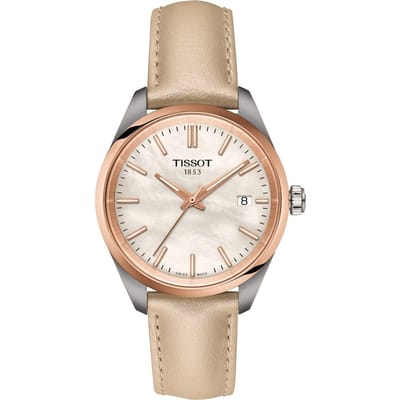 Montre de mode homme Tissot Bracelet en cuir Cadran nacre blanche T150.210.26.111.00 blanc