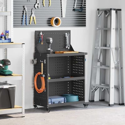 vidaXL - Gereedschapswagen - Zwart - 65 - x - 35 - x - 111 - cm - Koudgewalst - staal