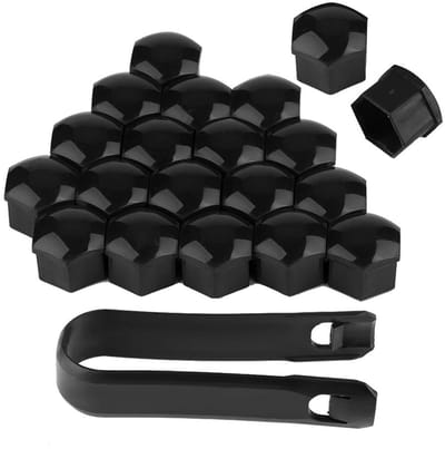 Duokon Autowiel Moer Bescherming, 20st 19mm Autowiel Moerkappen Auto Hub Schroefdeksel Bout Velgen Buitenbescherming(zwart)