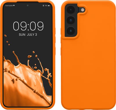 kwmobile telefoonhoesje geschikt voor Samsung Galaxy S22 - Hoesje met siliconen coating - Smartphone case in fruitig oranje