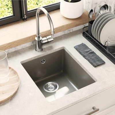 vidaXL - Wasbak - 80% - Kwarts - en - 20% - Hars - 370 - x - 460 - mm - Grijs