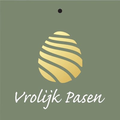 Cadeaukaartje - “Vrolijk Pasen” - 20 Stuks - 7mm x 7mm - Wenskaartje - Met boorgaatje - Serie: GOLDY - Metallic goud relief - Kadokaartjes